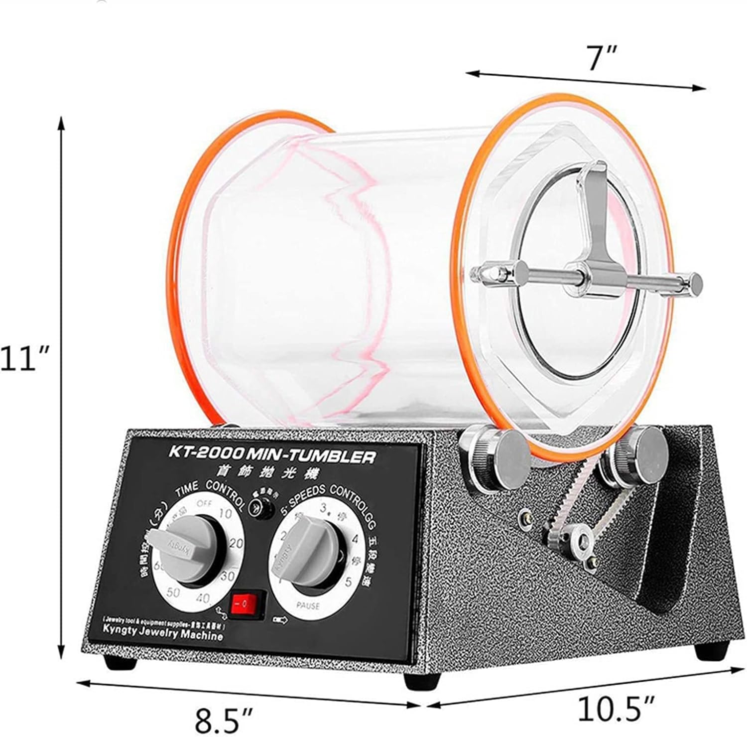 Drum Polishing Machine, Metal Silver Jewellery Cleaning Machine, Small Rotary Drum Machine, Desktop Gold Tool KT2000 (Size : 110V)