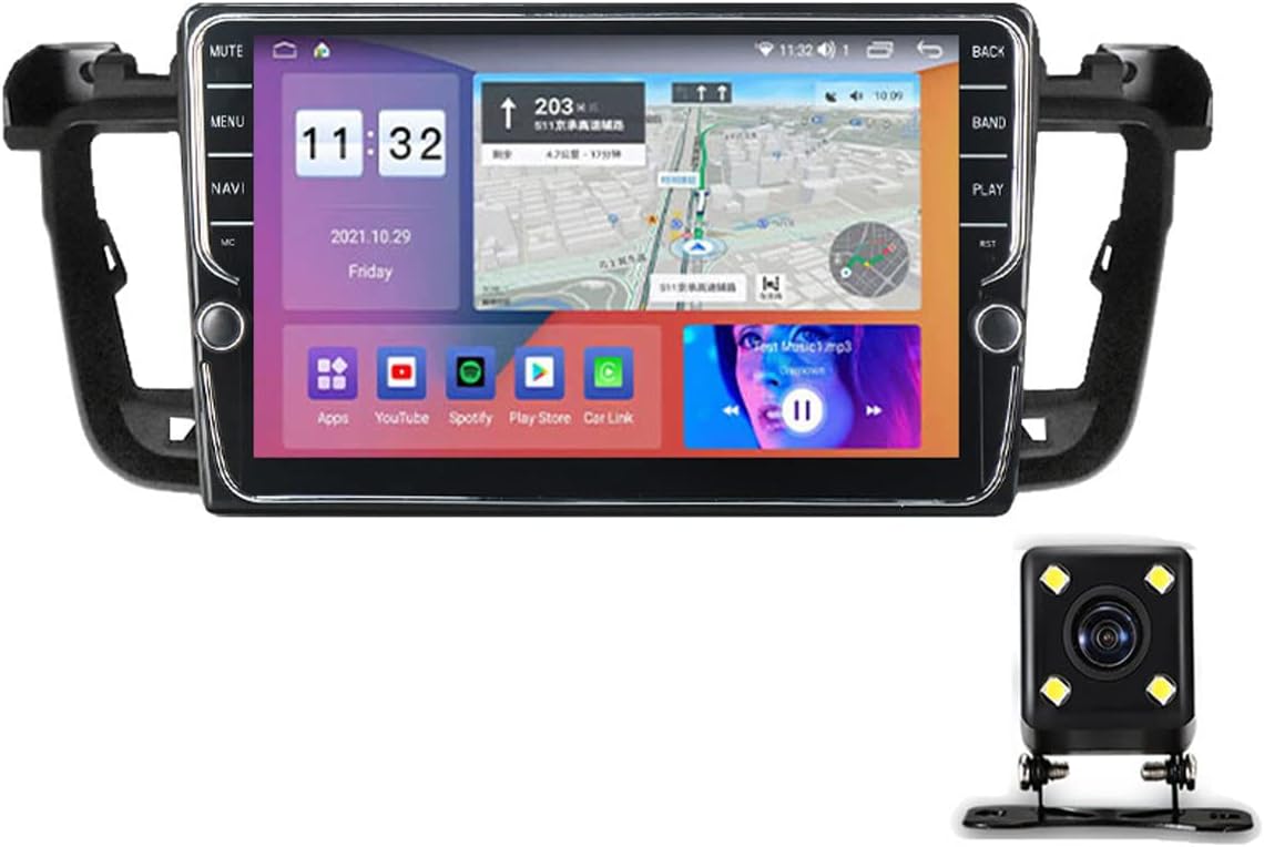 Double Din Car Stereo Radio Audio Receiver Compatible with Apple Carplay & Android Auto, 9 Inch Touchscreen Car Stereo for Peugeot 508 508SW 2011-2018 Supports Steering Wheel Control