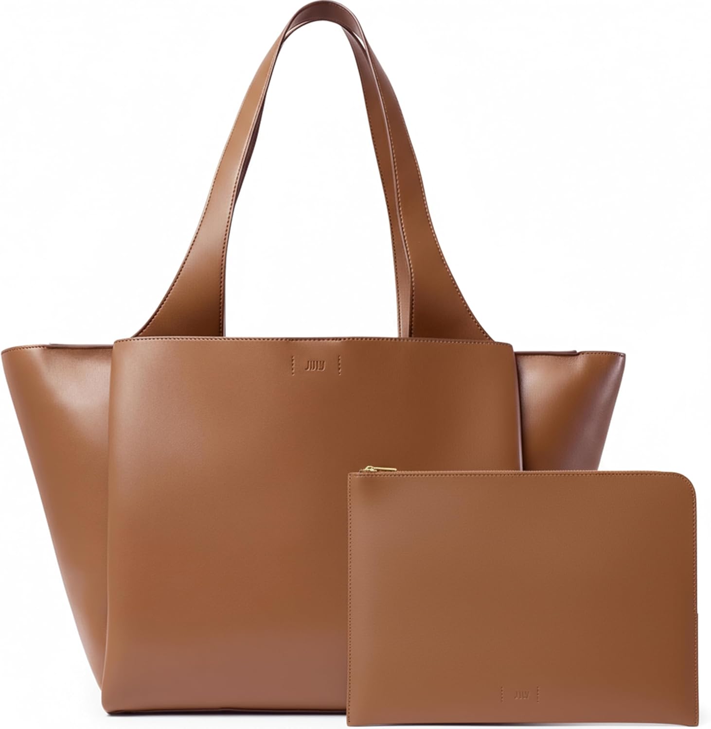 Juliette Soft Large Tote - Tote Bag for Women with Laptop Sleeve, Detachable Crossbody Strap, Pass-Through Band, Drink Bottle Holder, Modern Tote Bag for Work, Travel, 22L - Brown