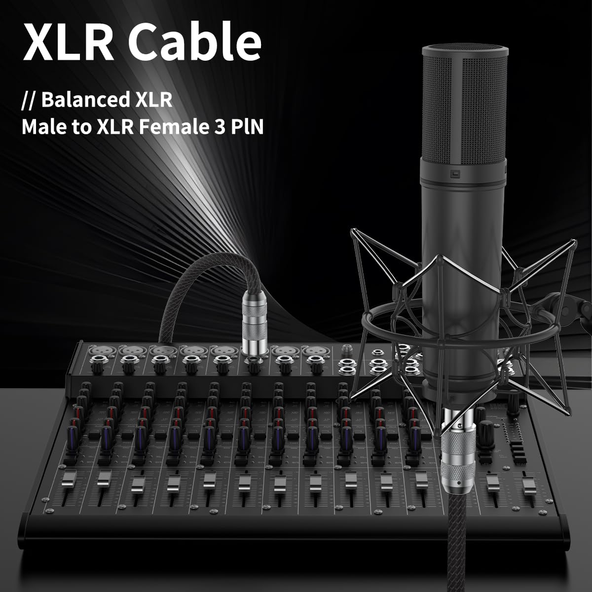 Viborg Hi-end XLR Cable Male to Female 3.3FT 4 Core Pure Copper Hi-Fi Microphone Cable Dual-Shielded for Mixer, Amplifier, Audio Interface, Studio Equipment