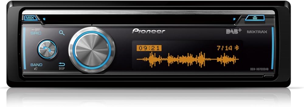 Pioneer DEH-X8700DAB-AN 1 DIN Car Radio CD Tuner with FM and DAB+, Bluetooth, MP3, USB and AUX Input, RGB - Lighting, Bluetooth, Smart Sync App, 5 Band Equalizer, Includes DAB Antenna