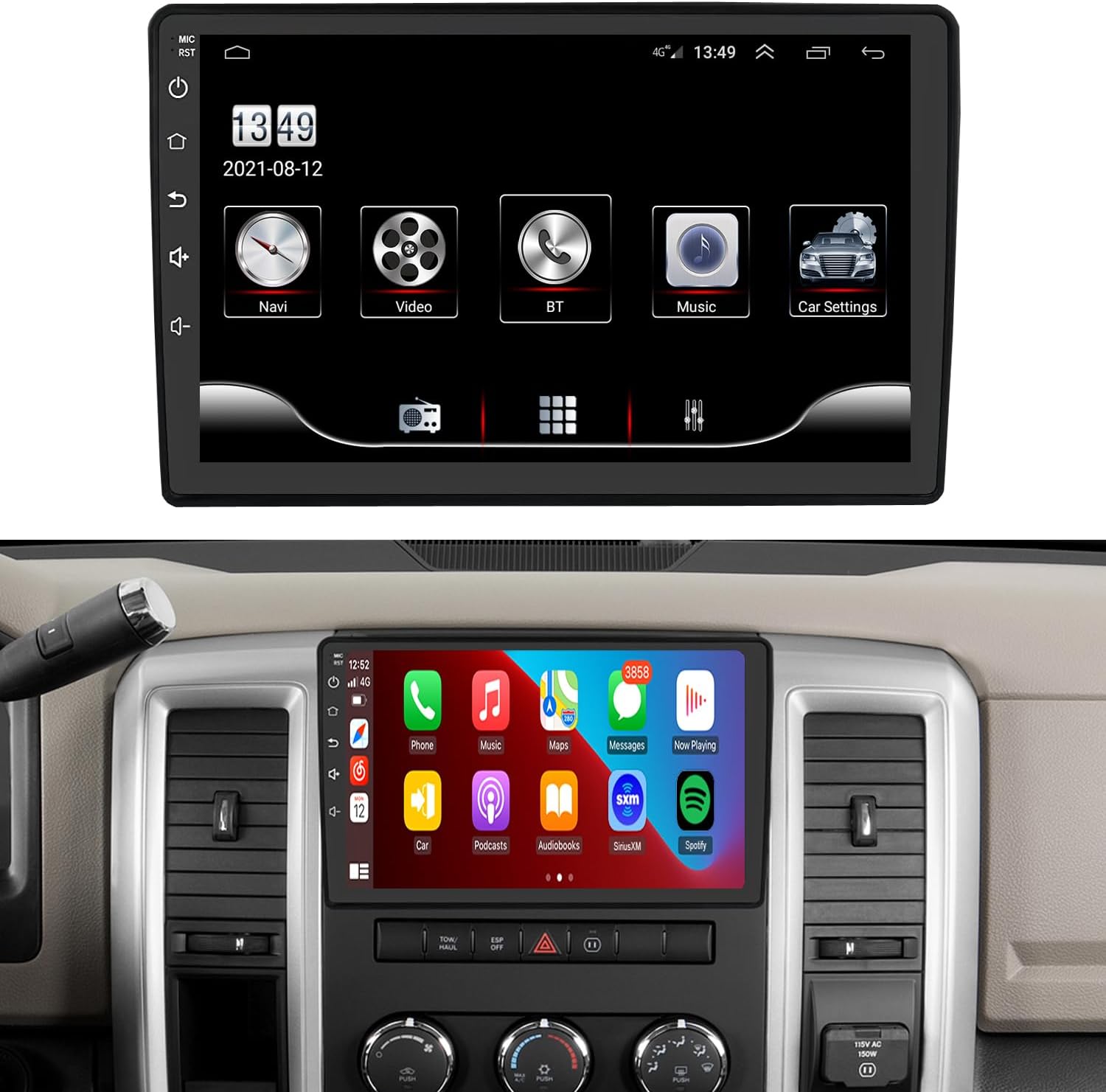 QLED Radio for Dodge RAM 2009 2010 2011 2012,8 core CPU, ouch Screen Stereo,Carplay and Android Auto,Free Camera