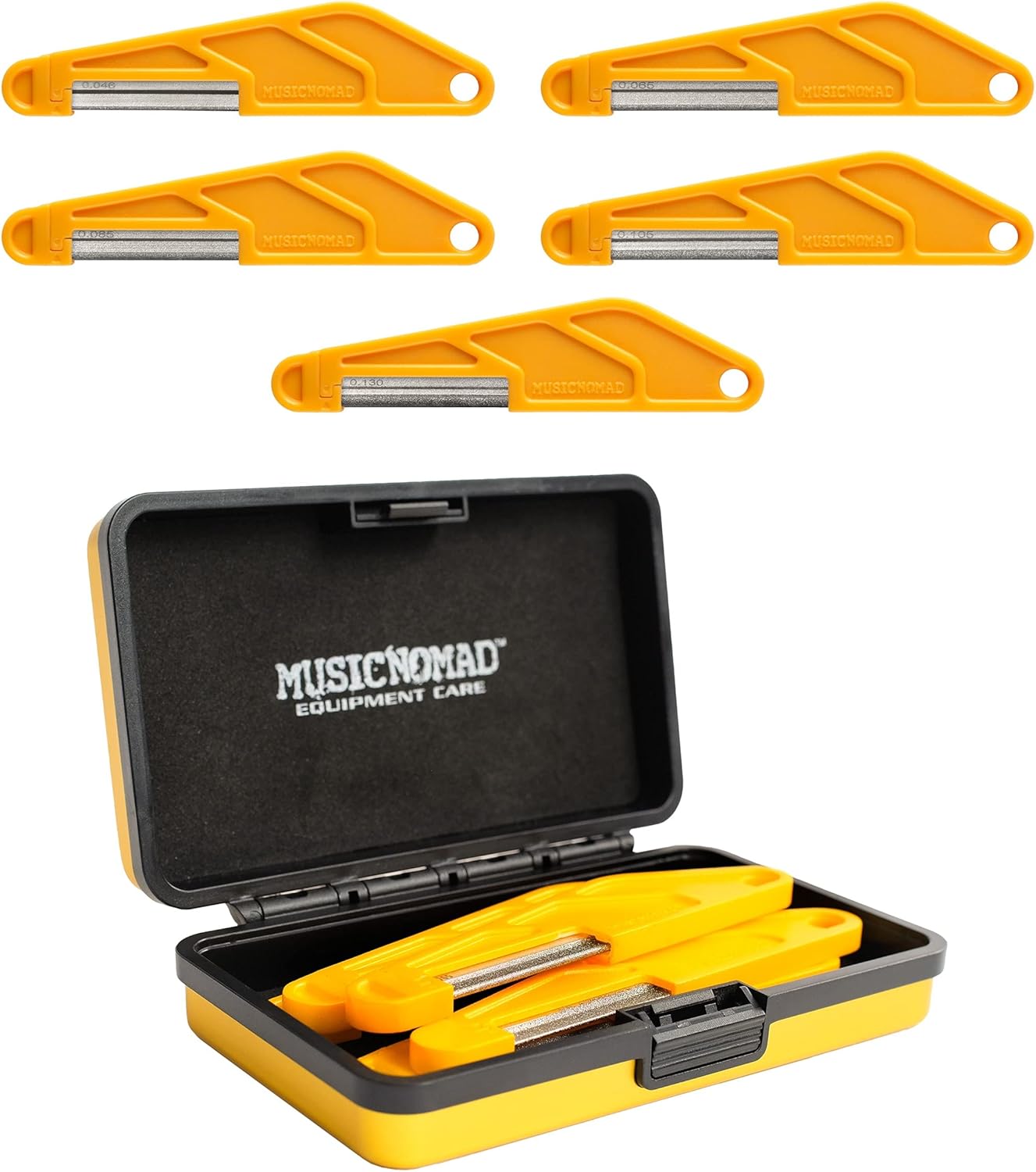 MusicNomad MN673 5 pc. Diamond Coated Bass Nut Slotting File Set, with Storage Case