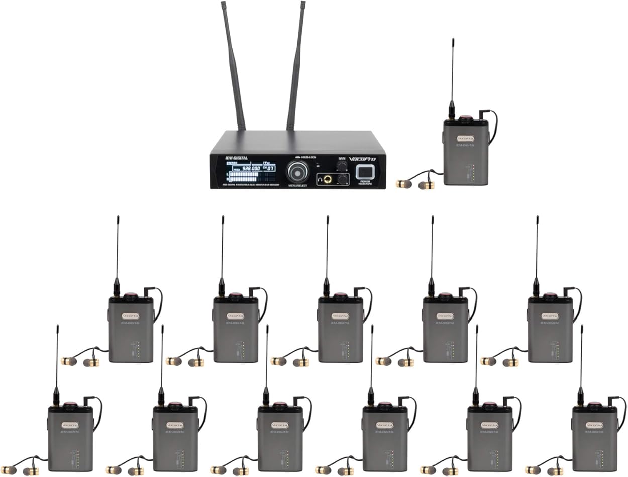 VocoPro IEM-DIGITAL-12 - Professional Digital Stereo/True Dual Mono In-Ear Monitor, Black