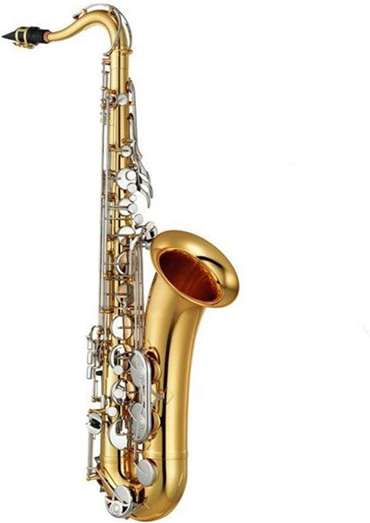 Japan Tenor Flat B Saxophone Gold Lacquer Saxophone Tenor Falling E Sax Silver Keys Tenor Saxphone Student Saxophone (Color : Double Color)