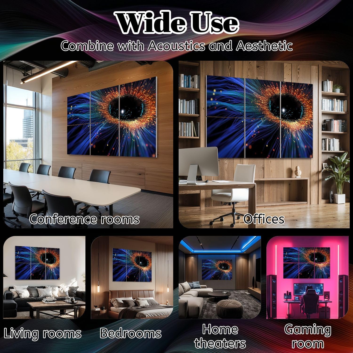 6 Pack Art Acoustic Panels Big data technology Abstract Soundproof Wall Panels, 48