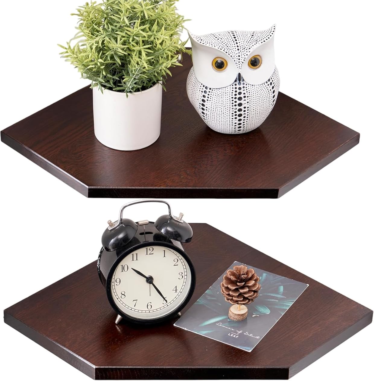 4PCS Corner Shelves Wall Mount Set Round End Floating Speaker Shelf Display Shelf for Small Plant Photo Frame