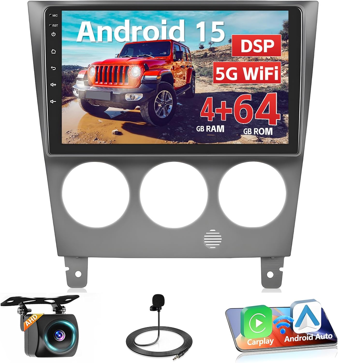 [DSP 5G WiFi 4+64G] Hikity Android 15 Car Stereo for Subaru Impreza 2003 2004 2005 2006 Wireless Carplay Android Auto, 9'' IPS Touch Screen Radio Bluetooth Mirror Link GPS SWC FM/RDS/32EQ Backup Cam