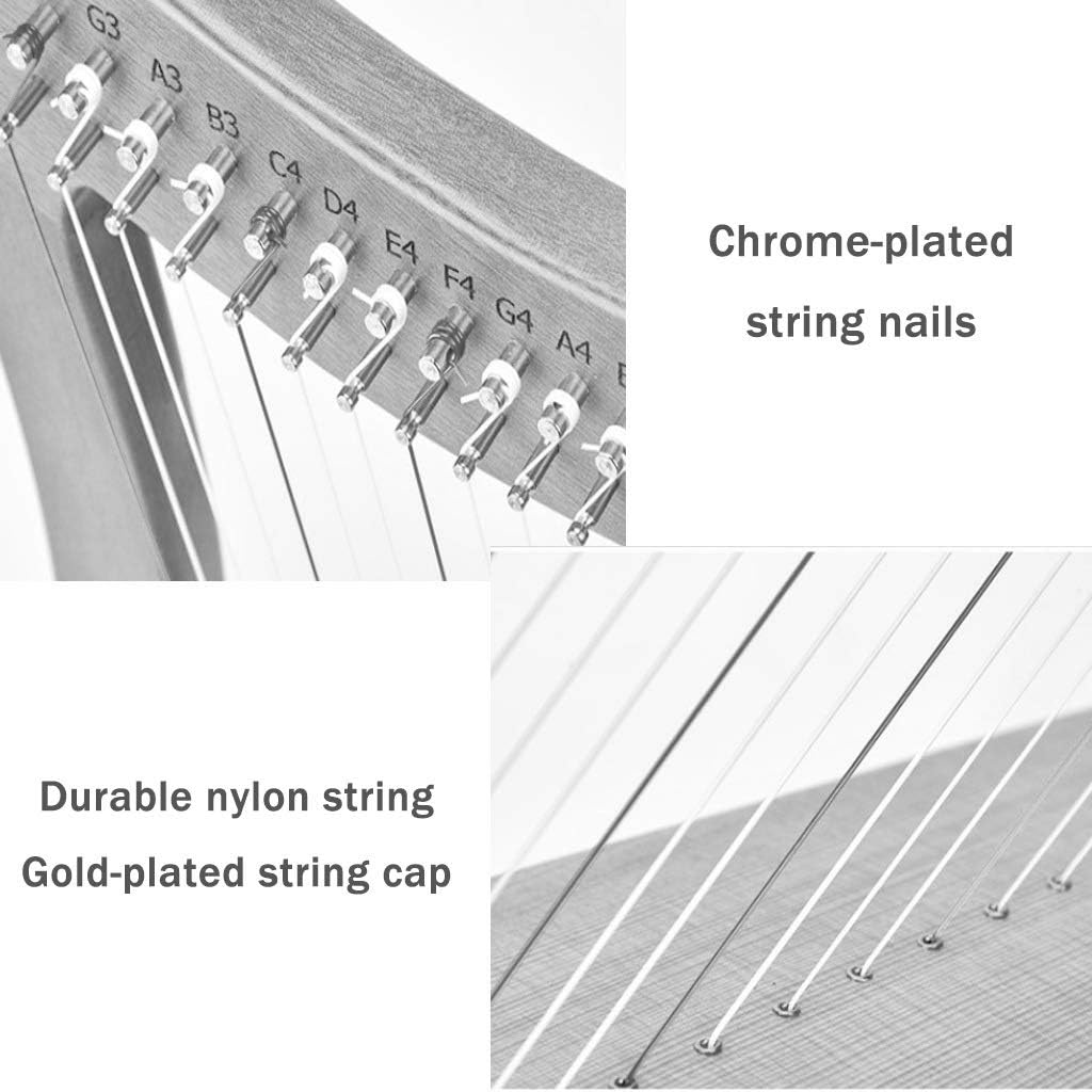 JOYGOOD Harp Autoharps Lyre Romantic and Elegant Handmade Guqin, Small Traditional Stringed Instruments, Classic Harp with Show Package, Tuner (Color : Pink, Size : 15 String)