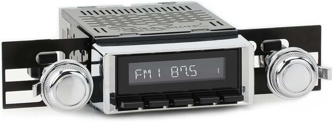Retro Manufacturing HB-115-03-73 Hermosa Direct-Fit Radio for Classic Vehicle (Black Face and Buttons and Chrome Bezel)