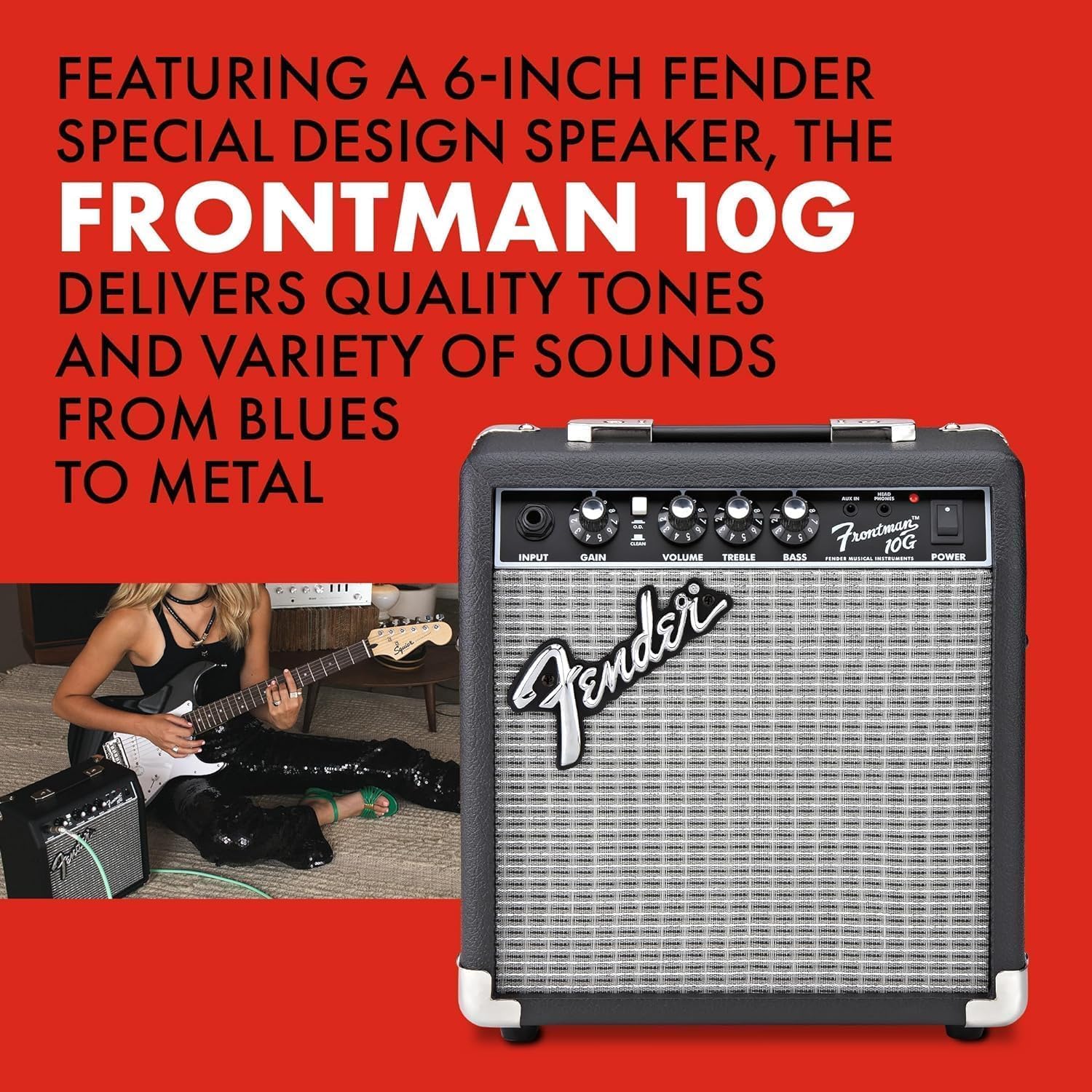 Fender Squier Debut Series Stratocaster Electric Guitar Kit, Beginner Guitar Kit, with 2-Year Warranty, with Padded Gig Bag, Frontman 10G Amp, Guitar Strap, and More, Includes Free Lessons, Black