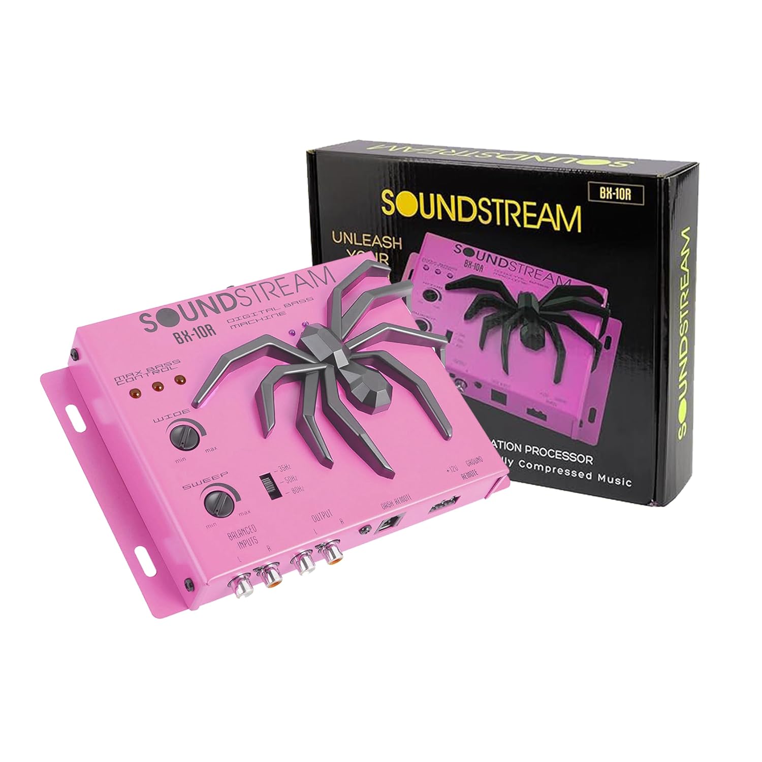 Soundstream BX-10R Bass Restoration Processor with Parametric Bass Equalizer, Digital Bass Processor for Car Audio, Balanced Inputs & Dash Mount Remote Control - Pink