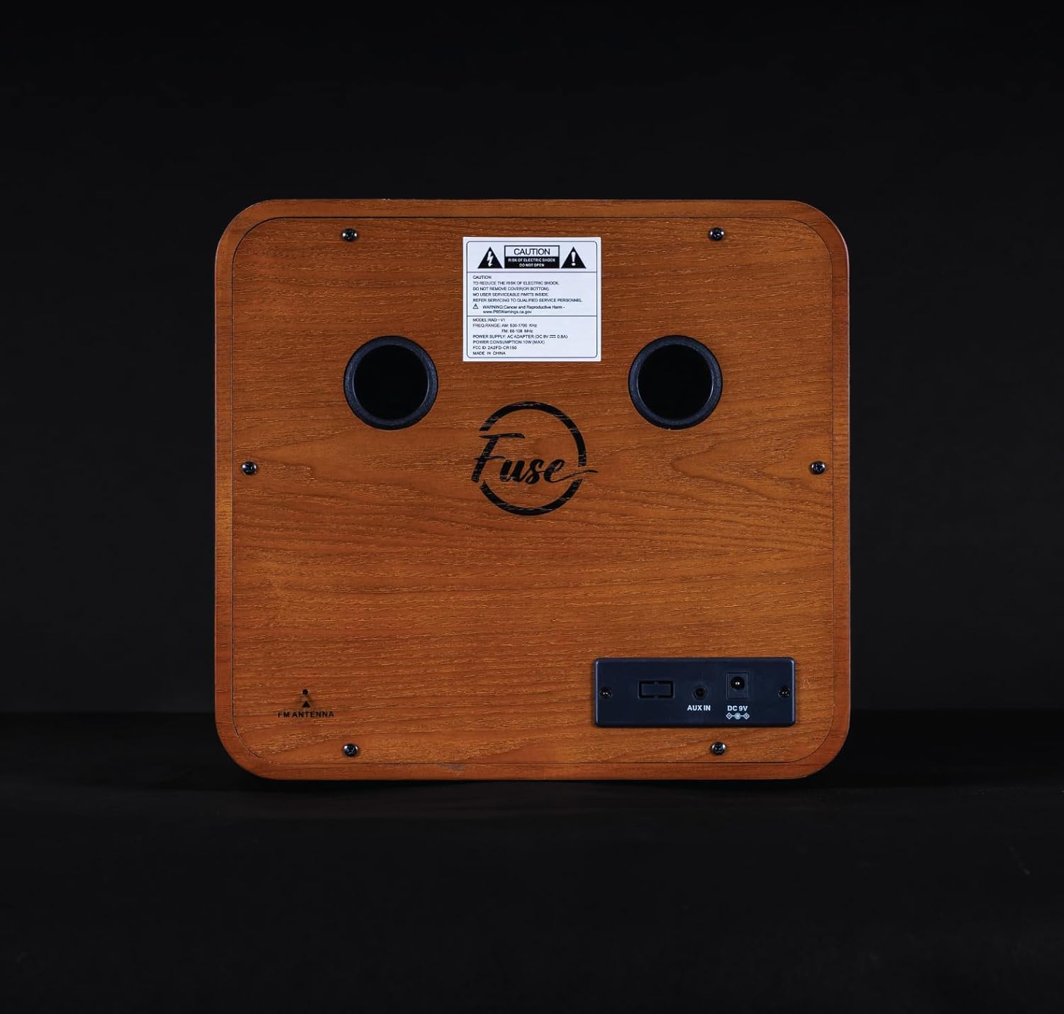 Fuse RAD Vintage Wood Retro Radio | AM/FM Radio with Bluetooth, Wireless Charger & AUX Input | Mid Century Modern Style | Handcrafted Ashtree Wood