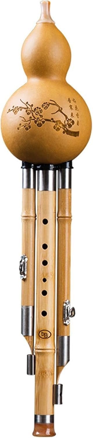 Hulusi Flute, Chinese Traditional Gourd Wind Instrument with Case - Natural Nanzhu Bamboo for Beginners & Adults, Includes Chinese Knot & Carry Case(C Key)