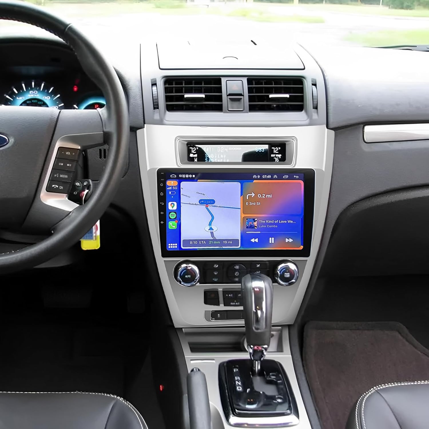 2+32G 10In Car Stereo for Ford Fusion 2010-2012 w/GPS Navigation with Carplay w/Android Auto Double Din Touchscreen Car Radio Receiver Backup Camera