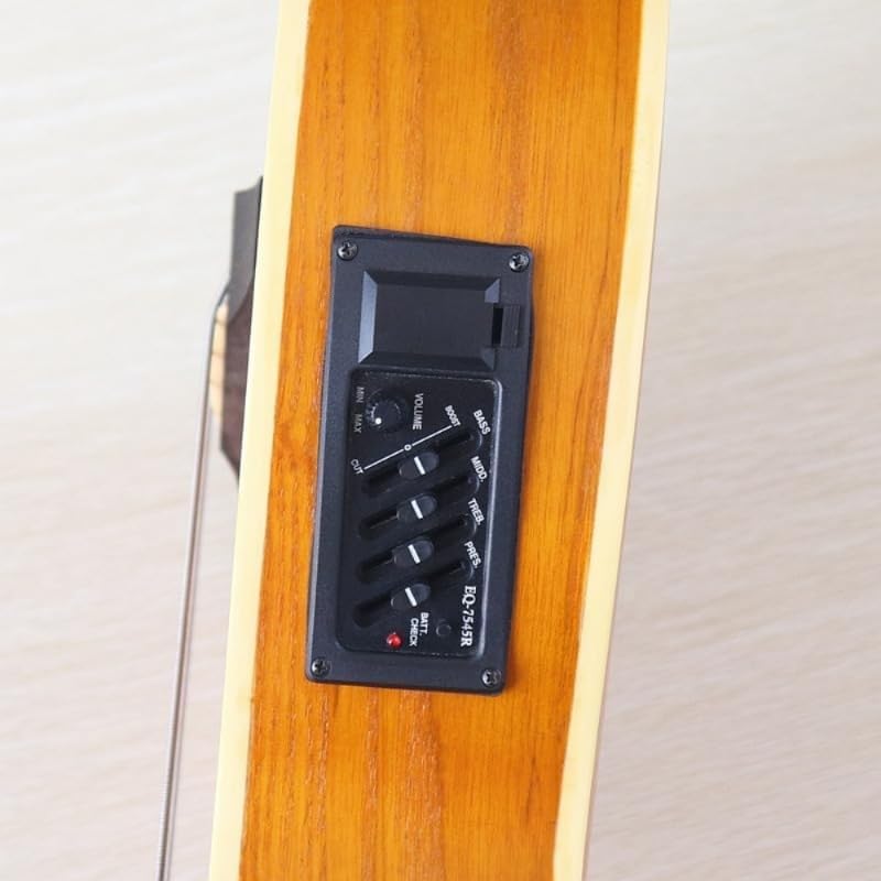 Acoustic Electric Bass Guitar 43 Inch Cutaway Body with Built In EQ, 4 String Folk Bass Design with Carry Bag for Live Performance, Studio Recording and Acoustic Electric Playing Use