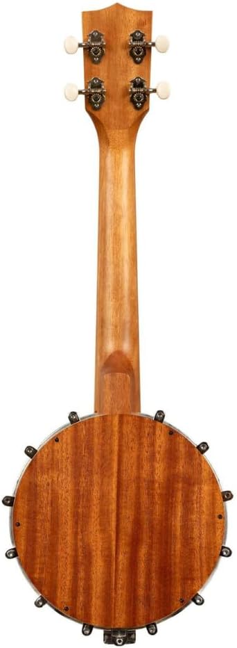 Kala Banjo Concert Ukulele with Bag, Natural Mahogany Bundle with Kala Klipz Tuner in Blue and Liquid Audio Instrument Polishing Cloth - Kala KA-BNJ-MHG-C Model