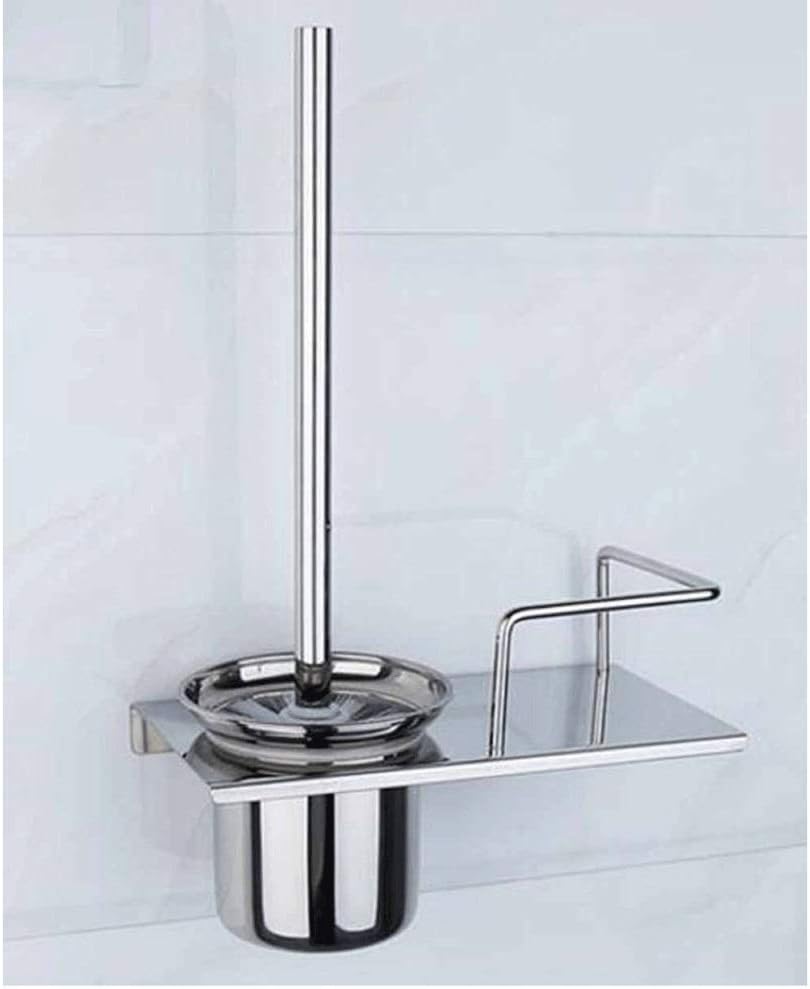 Bathroom Wall Mounted Toilet Brush Holder Set Handle with Mount, Stainless Steel Chrome Finish