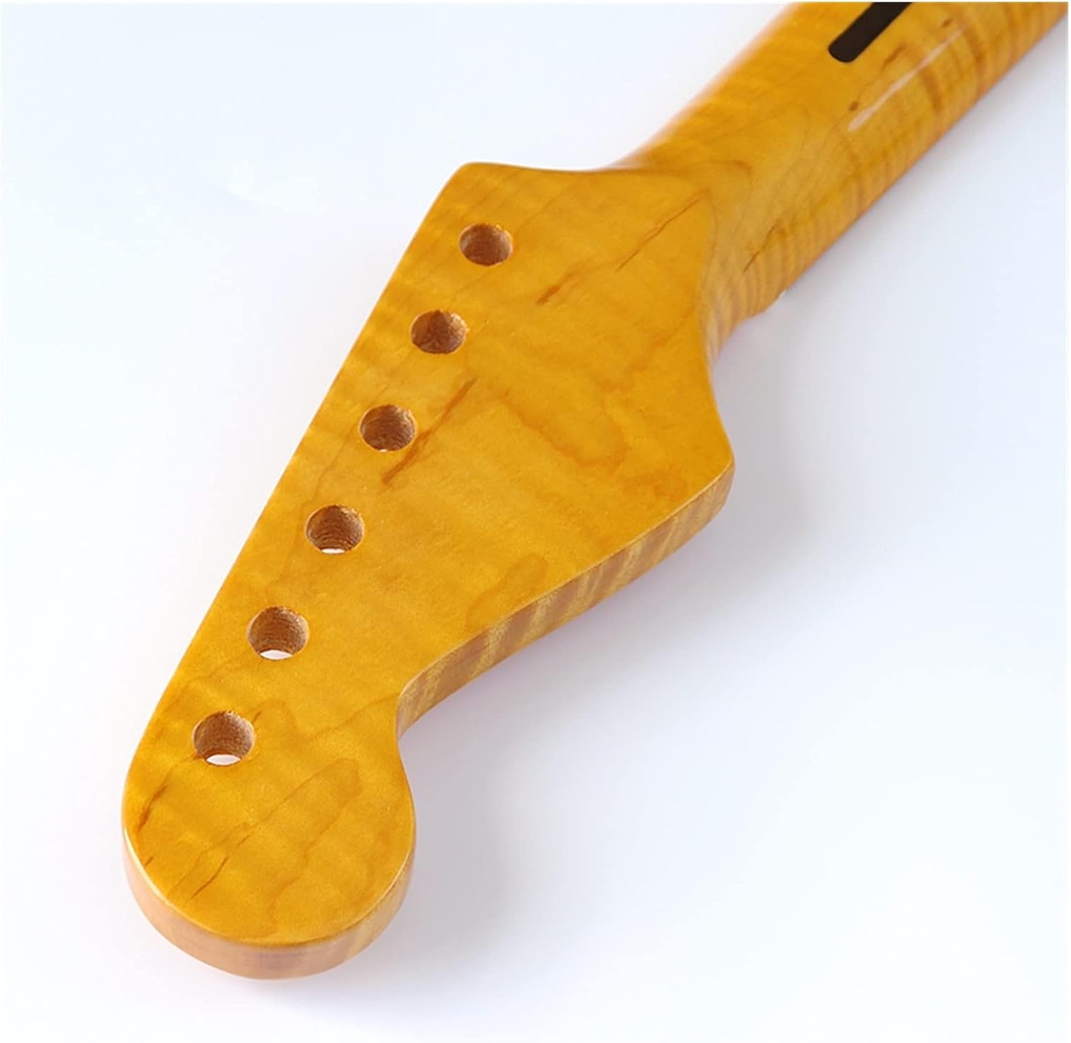 ZUZU Flame Maple Electric Guitar Neck ST Neck Canada Flame Maple Wood High Gloss Finish 21 Frets Yellow Color Unfinished Guitar Neck (Color : 1)
