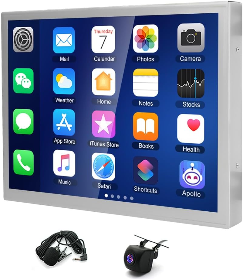 8.4 inch QLED Touch Sreen Stereo Radio for Jeep Grand Cherokee 2015-2021,2G+32G Double Din Car Audio Receiver with Wireless CarPlay Android Auto,GPS Head Unit,WiFi,FM/RDS,SWC,AHD Backup Camera,2+32G