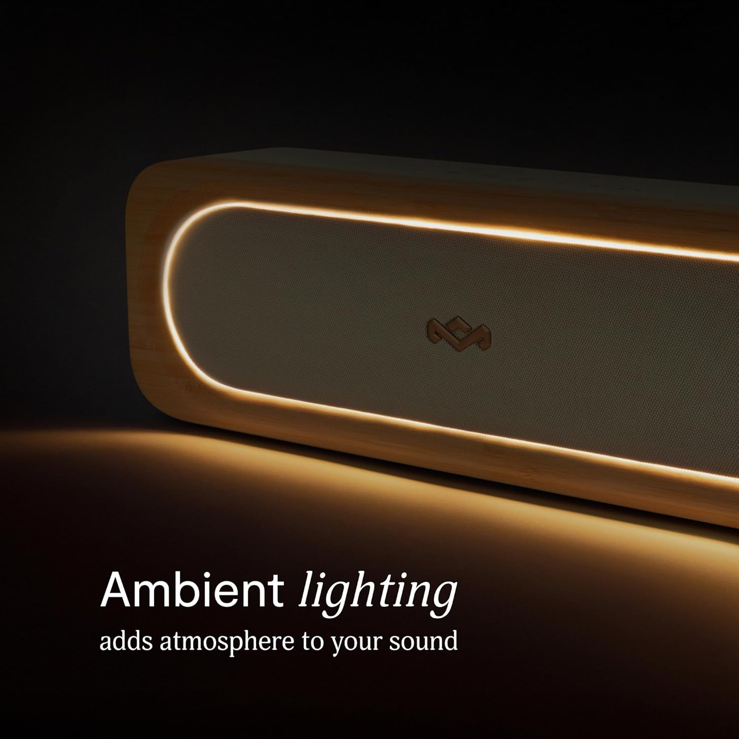 House of Marley Get Together 3 Bluetooth Speaker, 10Hr Playtime, USB-C Fast Charging, EQ Sound Modes, Ambient LED Light, 30m Wireless Range, Bamboo & Rewind Fabric Design (Cream)