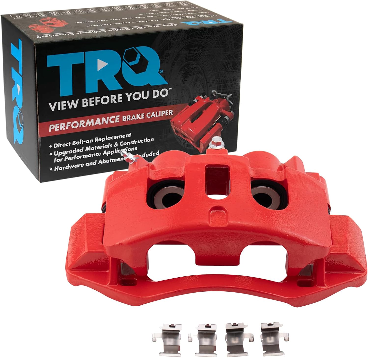 TRQ Performance Rear Left Performance Brake Caliper Red Drivers Side Compatible with 11-19 Sierra 2500 HD Sierra 3500 HD Silverado 2500 HD Silverado 3500 HD 16-19 Suburban 16 Suburban 3500 HD
