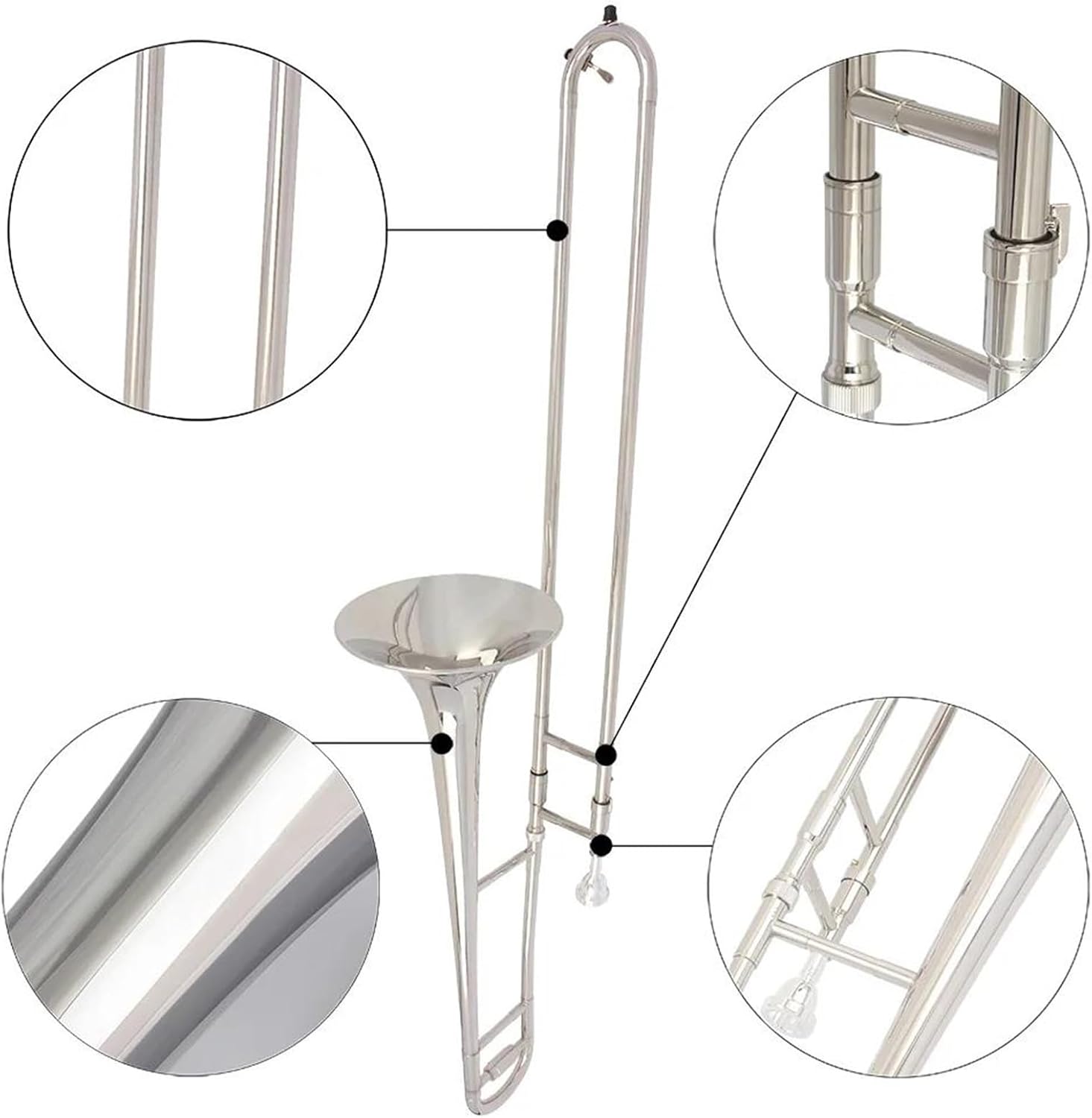 Professionals euphonium Beginner Playing Silver Bb Tenor Marching Trombone With Case Mouthpiece