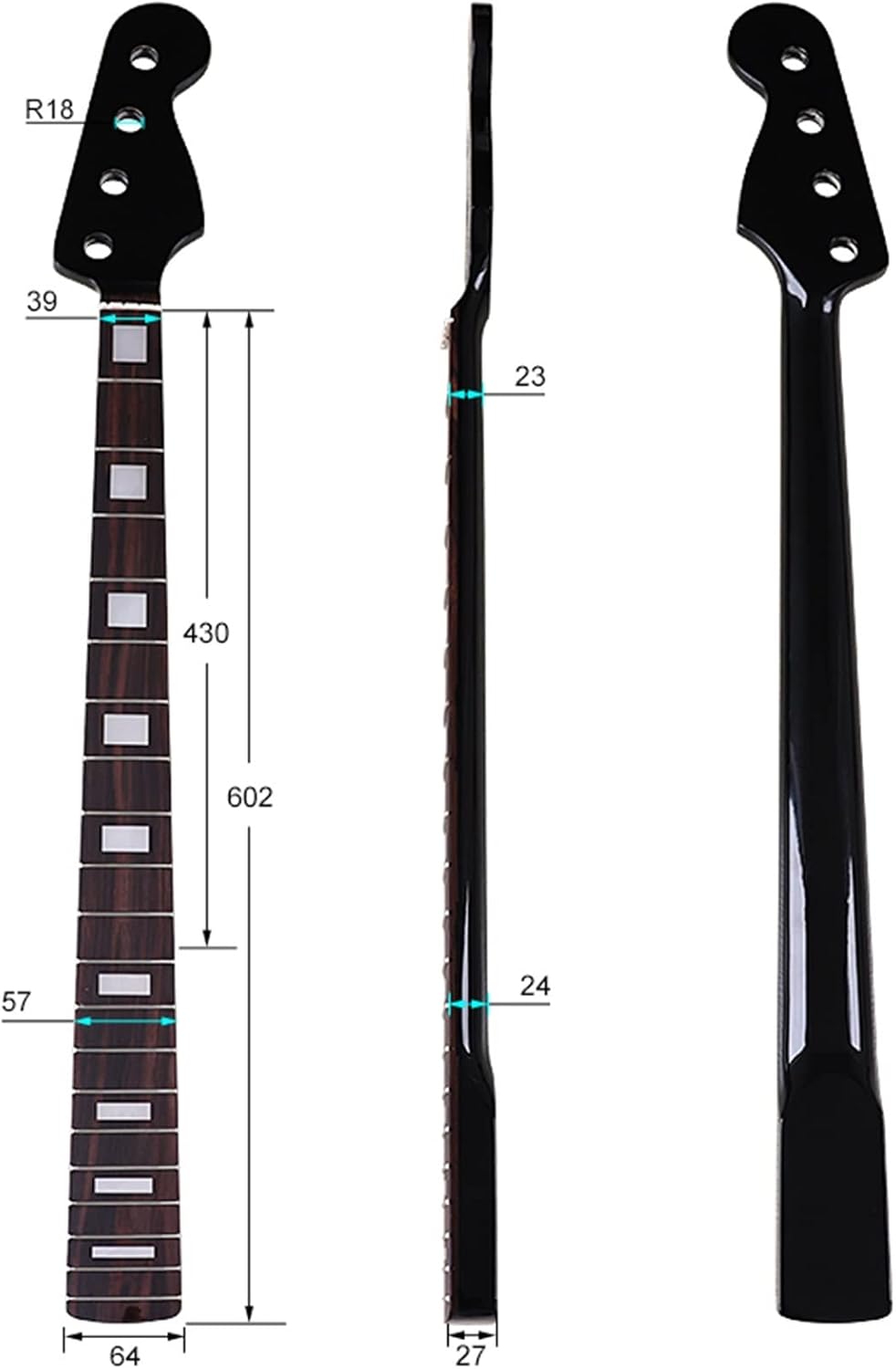Electic Bass Guitar Neck 4 String Black Neck Maple Wood 20F Guitar Neck Electric Guitar Neck