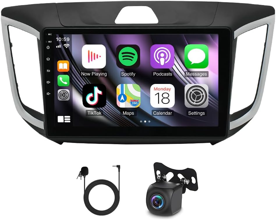 Upgraded Android 14 Car Radio for Hyundai ix25 2015-2019, 10 Inch Car Stereo with Carplay&Android Auto Support GPS Tracking, AHD Backup Camera, FM/RDS/SWC/Mic 2G+32G Bluetooth 5.1 Radio 312