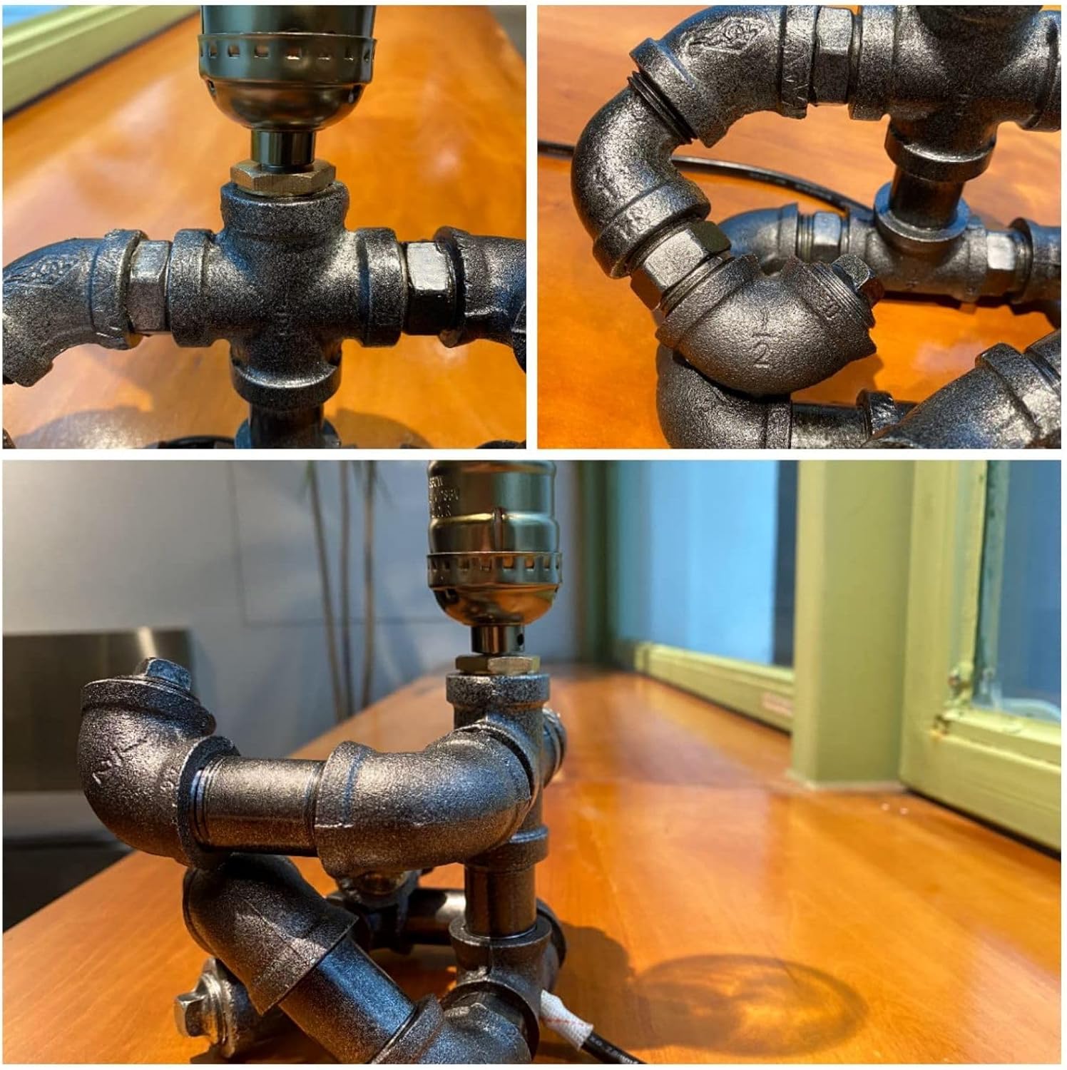 Steampunk Industrial Guitar Lamp - Unique Table Lamp/Desk Lamp with Edison Bulb, Vintage Decorative Lamp for Men, Guitar Lovers & Musicians, Creative Unusual Music-Themed Gift