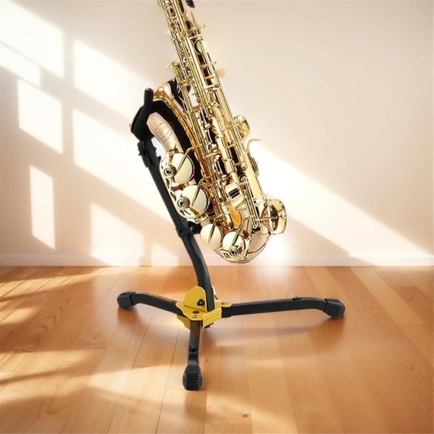 Alto Tenor Sax Holder Adjustable Saxophone Floor Bracket Wind Instrument Accessories saxophone accessories kit(Yellow)