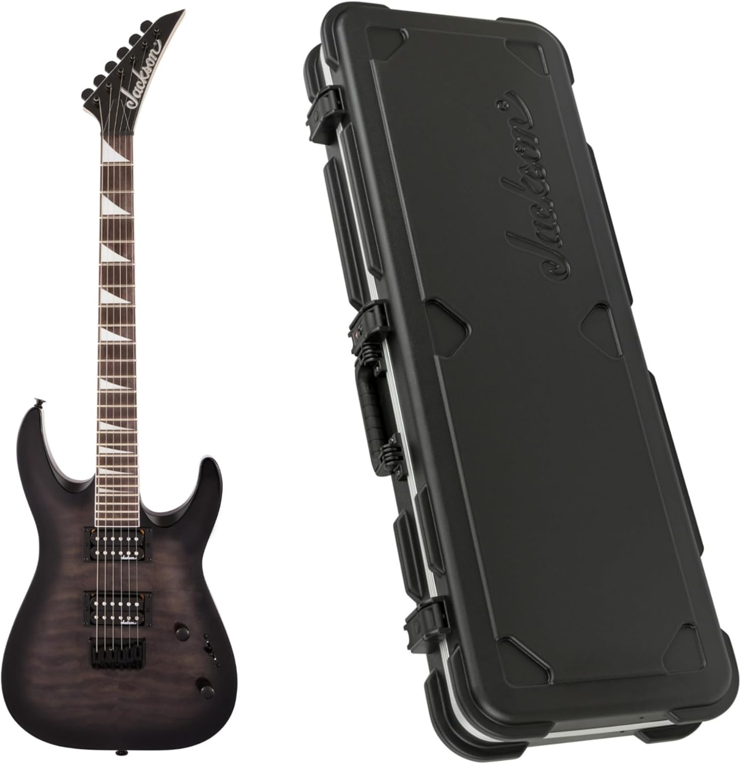 Jackson JS Series Dinky Arch Top JS32Q DKA HT Guitar (Transparent Black Burst) Bundle with Jackson Dinky Molded Case (2 Items)
