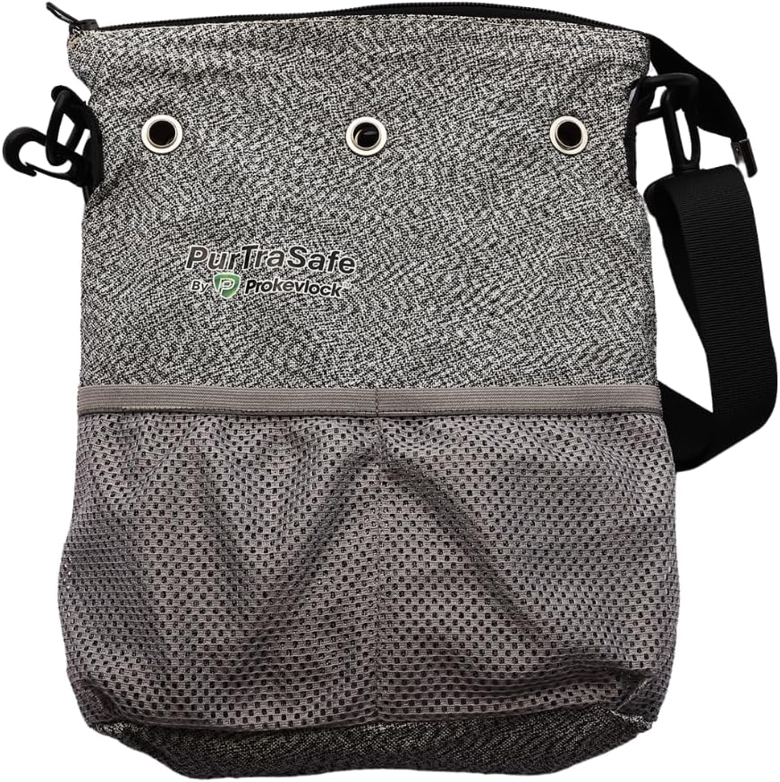 PurTraSafe Anti-Theft Crossbody Purse, UHMWPE & HPPE level V Material, Gray, Portable Key Lock Storage Purse for Travel, Camping, Pool, Beach, and More