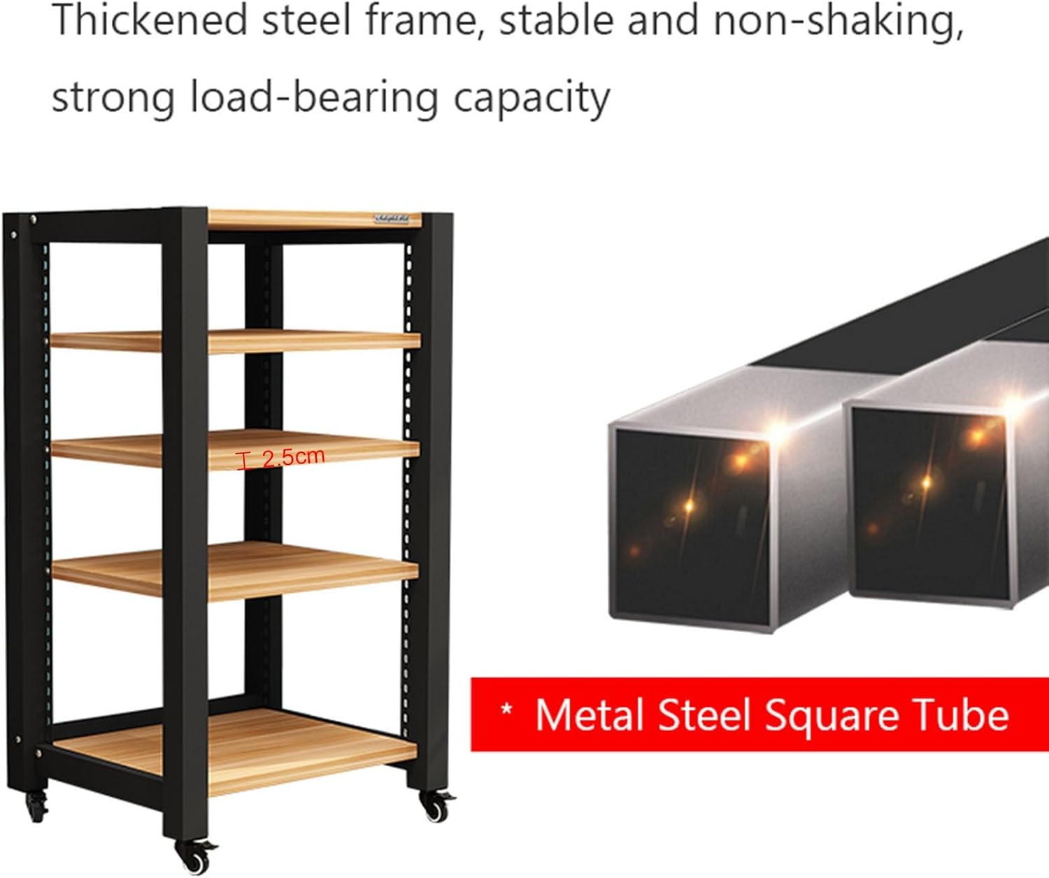 Movable Media Stand 5-Tier Movable AV Media Player Stand Corner Audio Tower Component Cabinet Stereo Stand Adjustable Open Storage Rack (Color : B)