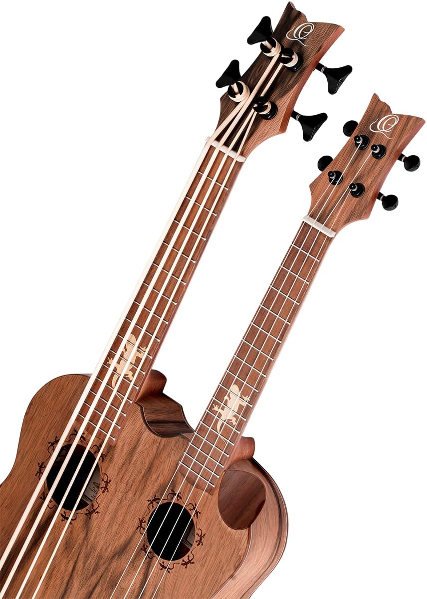 Custom Built Series Double Neck Tenor Acoustic-Electric Ukulele & Uke-Bass w/Bag