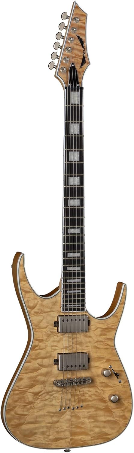Dean Guitars Exile Select 6 String Quilt Top Electric Guitar, Right, Satin Natural (EXILEQM SN)
