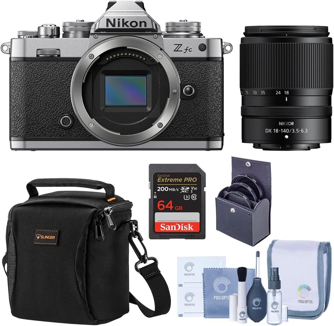 Z fc DX-Format Mirrorless Camera with NIKKOR Z DX 18-140mm , Candisk PRO 64GB, Alpine 120, Essentials Filter Kit,ProOp Cleaning Kit