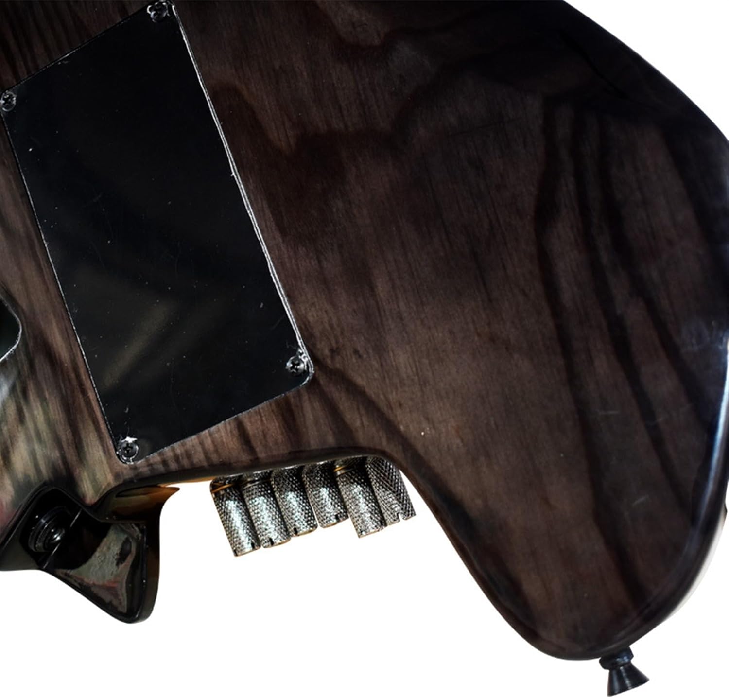 VENEKA Headless Electric Guitar Black 6-String Headless Electric Guitar Ash Wood Body Maple Neck and Fretboard with Tremolo