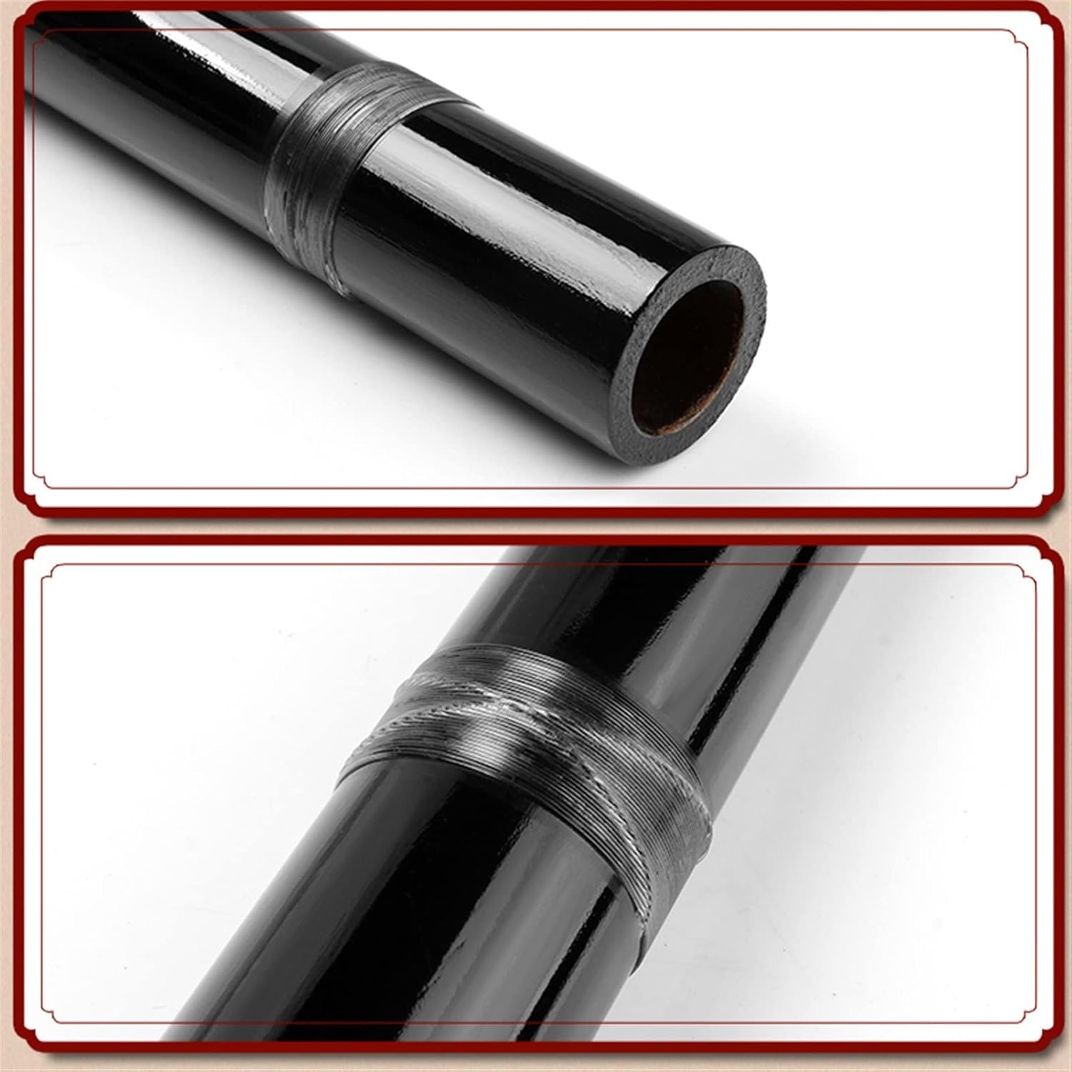 TSTS Chinese Bamboo Flute D Key 5 Holes Musical Instruments Bamboo Vertical Flute Woodwind Instrument with Bag (Color : Black)