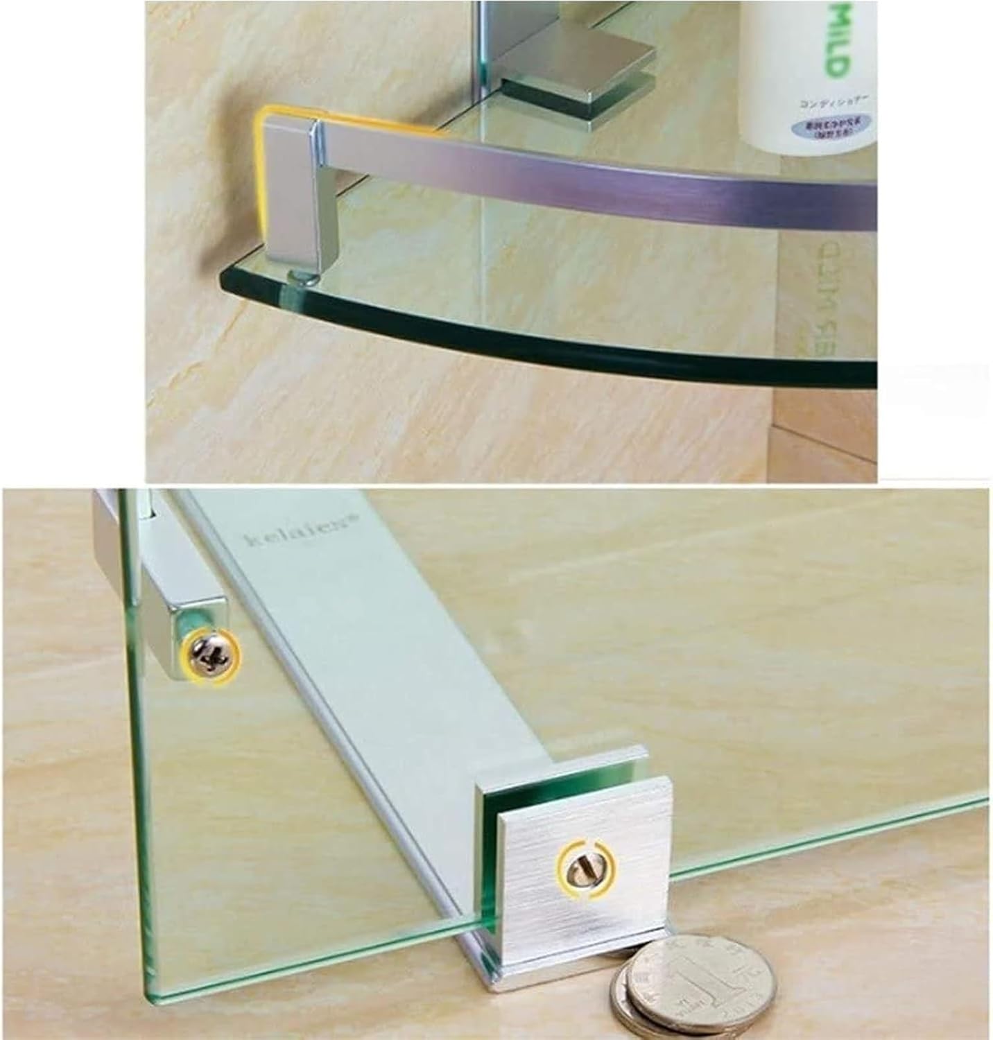 Glass Corner Shower Shelves, Bathroom Corner Shower Shelf, 3 Tier Glass Corner Shelf Shower Organizer, Bathroom Wall Organizer, Rustproof, for Bathroom Organizer.(200mm)