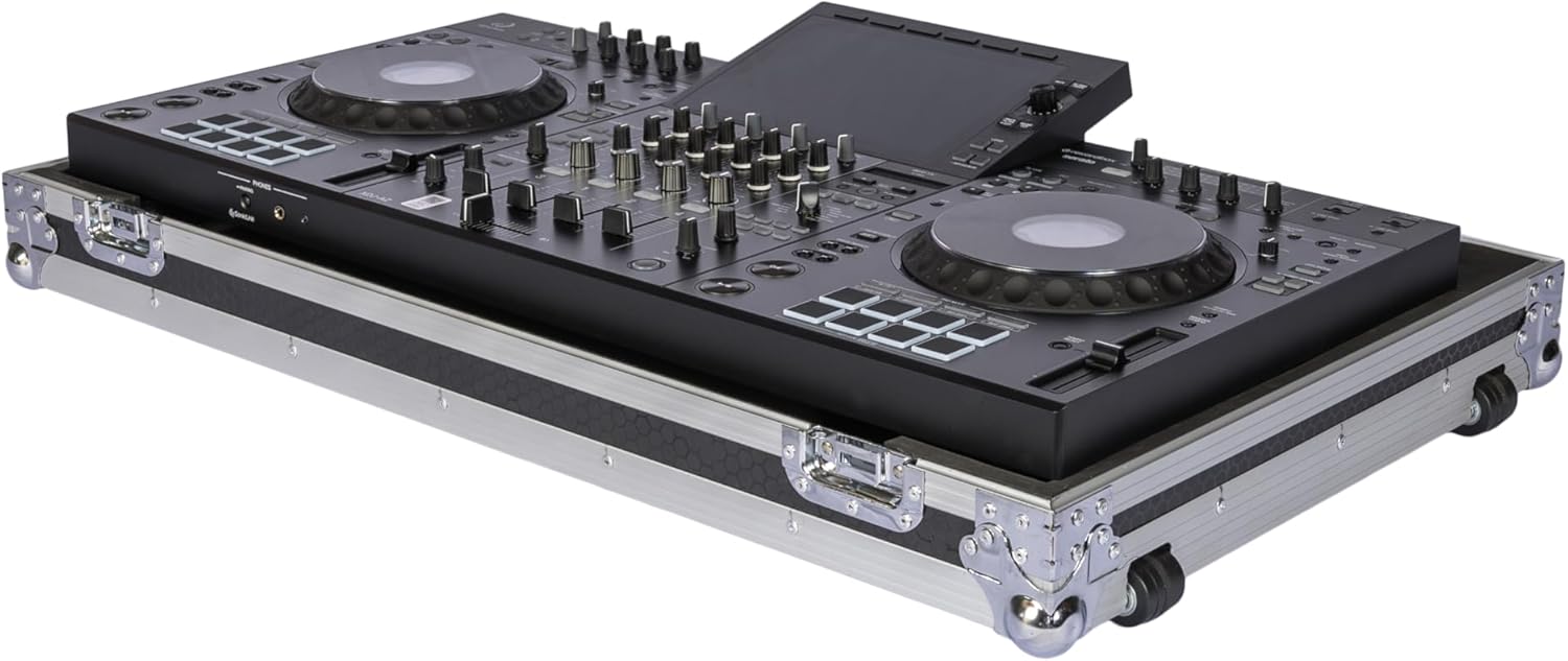 Headliner Low Profile Flight Case with Wheels Compatible with AlphaTheta XDJ-AZ All-in-One DJ System; Compact, Custom Fit DJ Controller Case, Rugged Design - Ideal for DJs On the Road