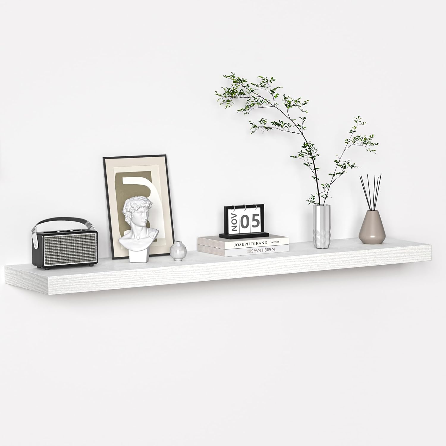 Floating Shelves - 10.3 Inch Deep Wall Shelf for Decor & Storage - Wall Mounted Display Shelving with Invisible Heavy-Duty Metal Bracket - 48