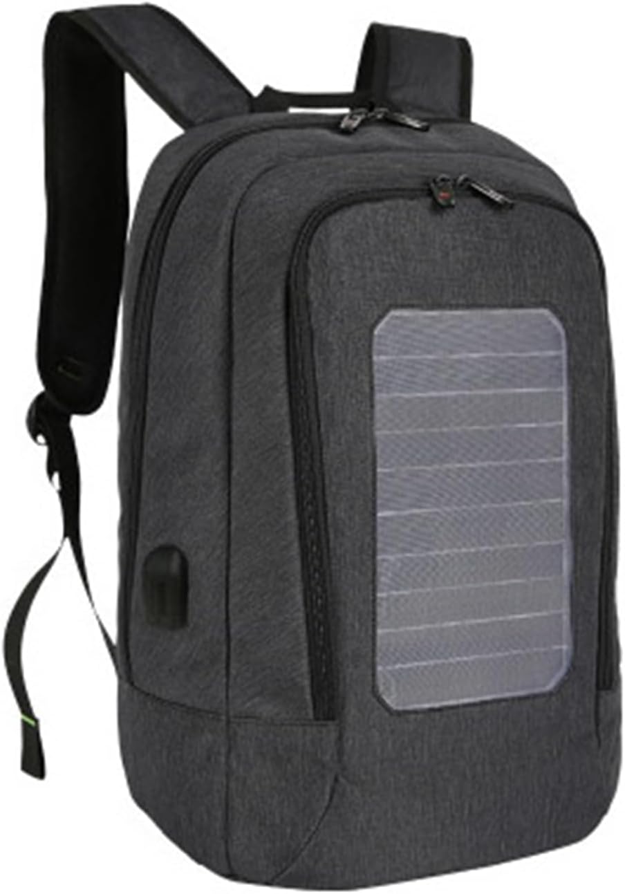 Outdoor Laptop Backpack with Solar Panel Built in, Backpacking Solar Panel Power Bank Waterproof Business Travel Bag with USB (B Black,Large)
