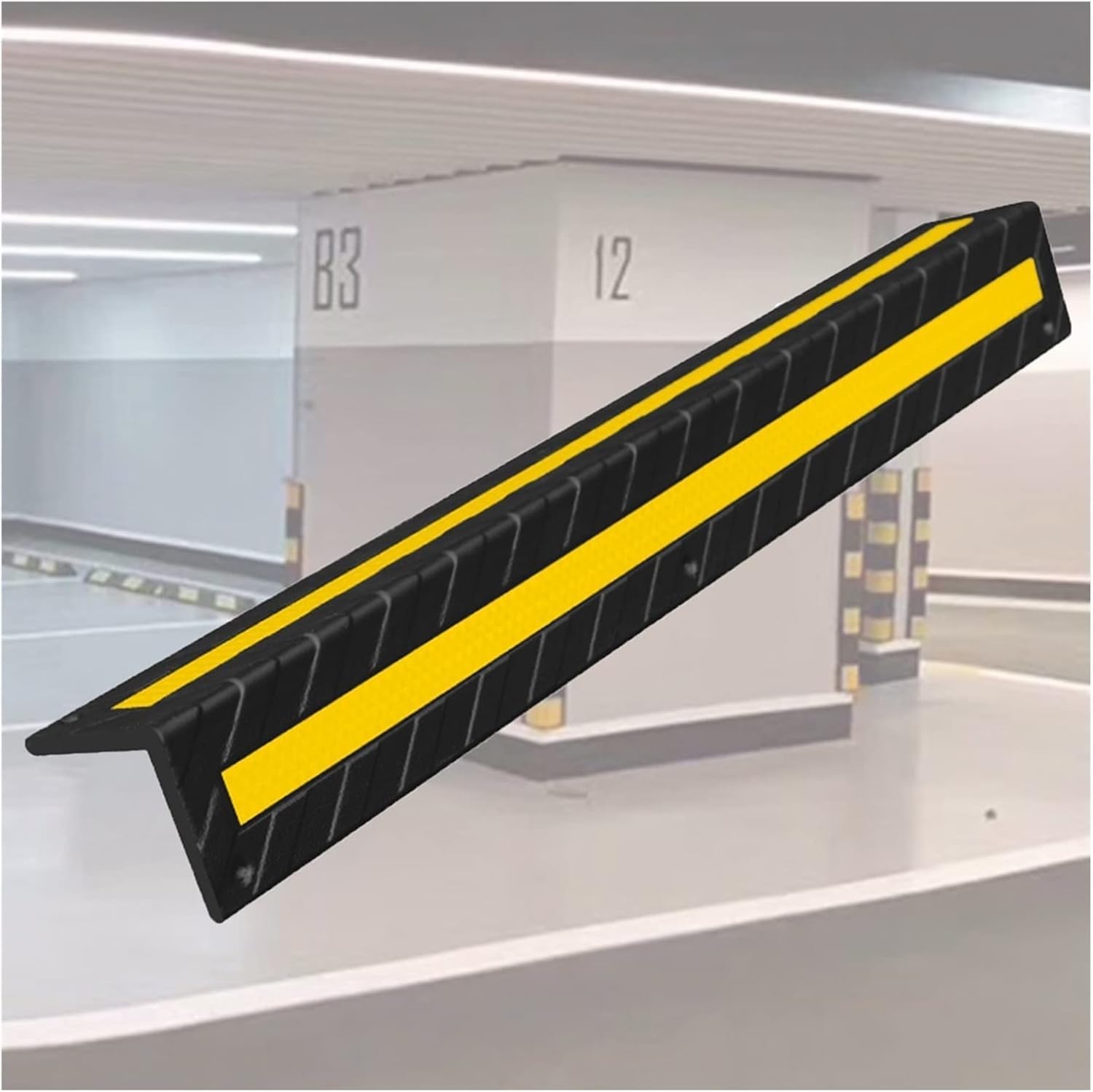 Garage Wall Protection, Reflective Rubber Wall Corner Guard, Parking Garages Warehouses, Parking Protect Car Corner(Black-1cm,16pcs)