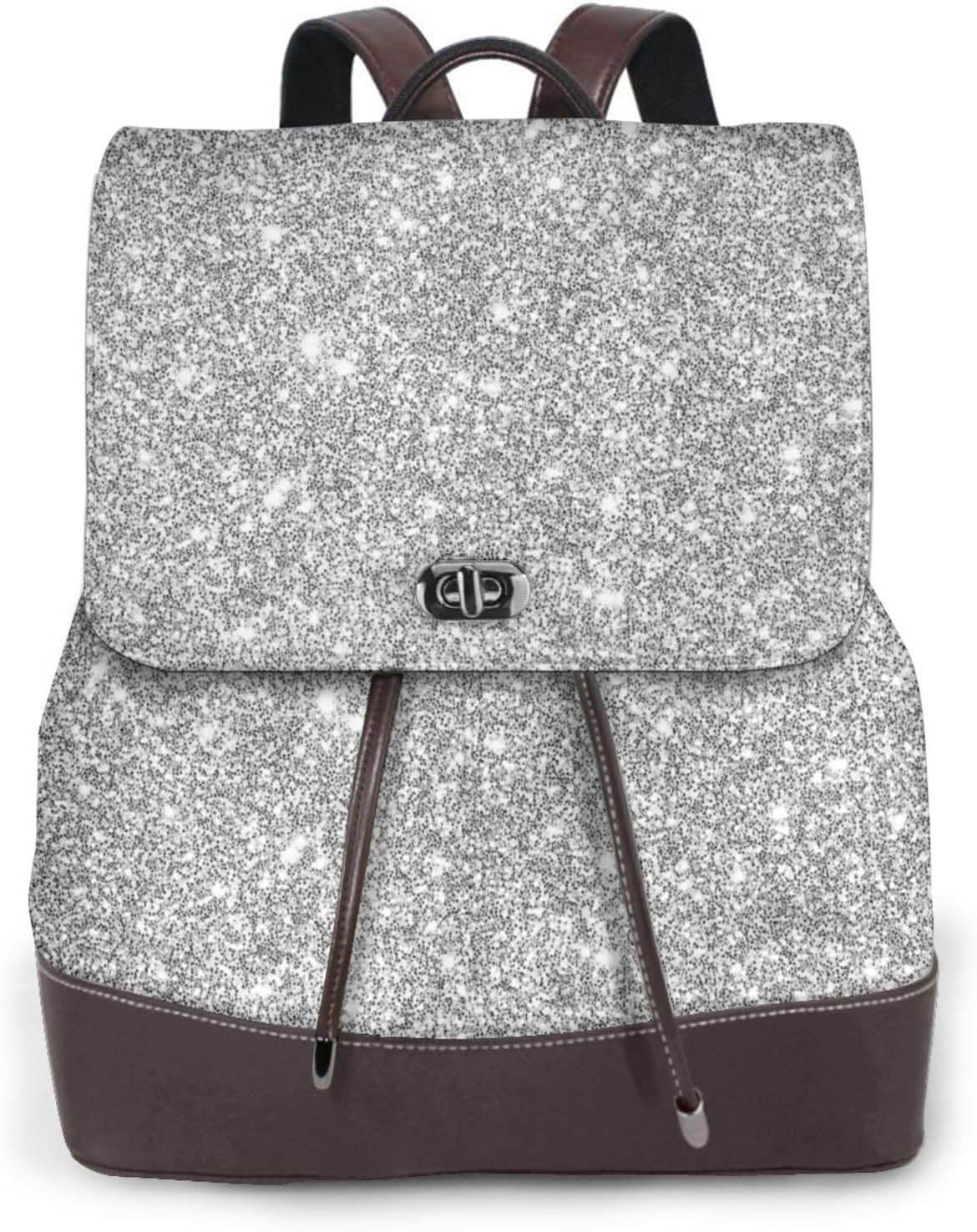 GlitterSilver for Womens Backpack Purse Microfiber PU Anti-theft Large Fashion Designer Travel Bag Ladies Shoulder Bags