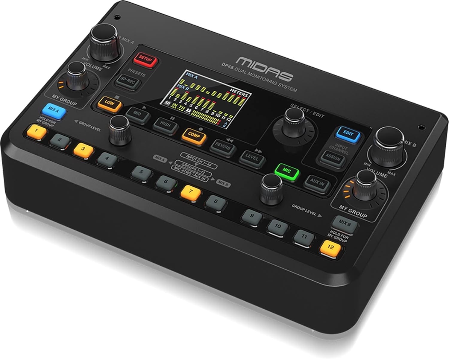 Midas DP48 Dual 48 Channel Personal Monitor Mixer with SD Card Recorder, Stereo Ambience Microphone and Remote Powering