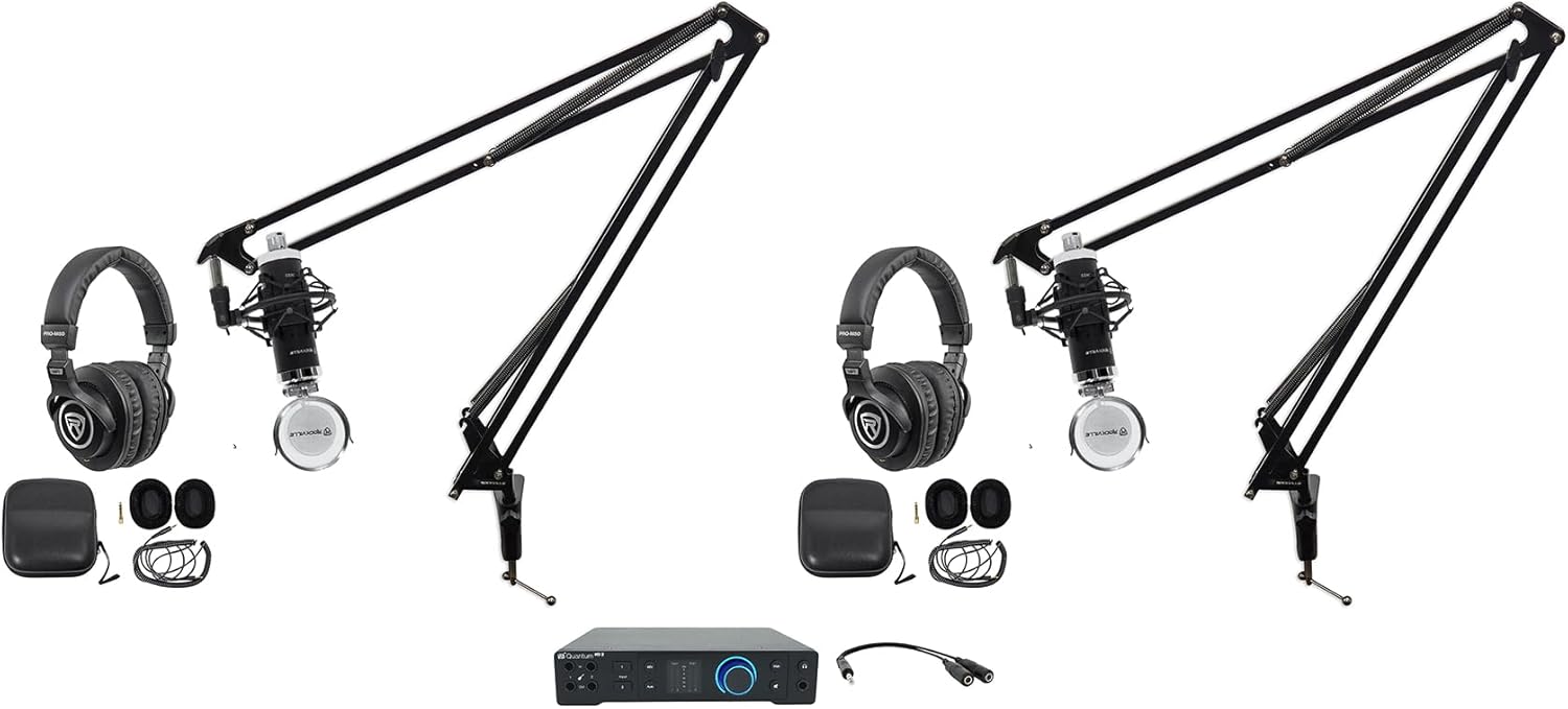 Audiosavings Bundle: (1) Presonus Quantum HD2 USB-C Audio Recording Interface Bundle with (2) Rockville RCM03 Microphones+(2) PRO-M50 Headphones+(2) DMS40 40