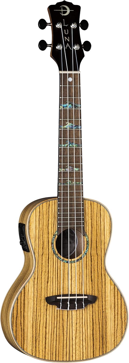 Luna High Tide Concert Acoustic/Electric Ukelele with Gigbag, Zebrawood