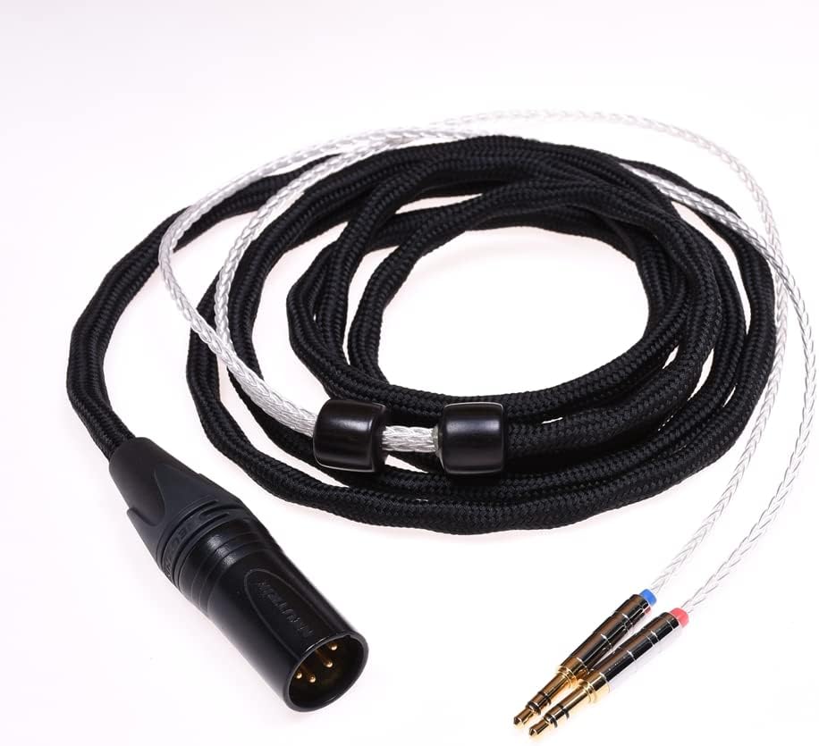 Dual 3.5mm 16 Cores Silver Plated HiFi Cable for Hifiman Arya HE1000se HE5se HE6se HE4xx Denon AH-D7200 AH-D9200 Headphone Upgrade Cable Extension (8FT, 4Pin XLR Male)