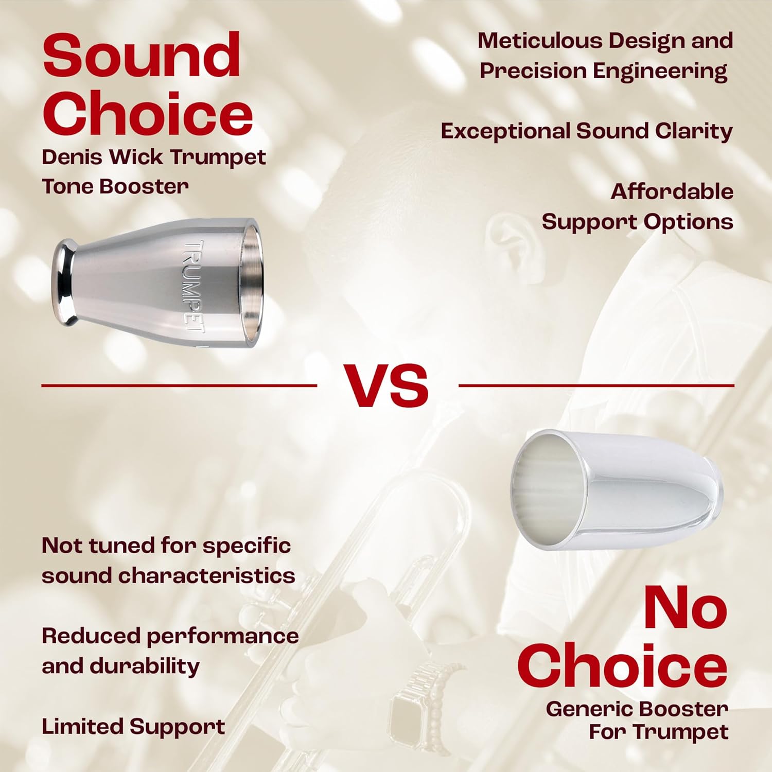 Denis Wick Heavytop Conversion Booster for Trumpet Mouthpieces, Silver Plated, 6181 - Precision-Weighted for Smoother Tone, More Endurance & Volume - Ideal Add-On for Live & Stadium Performances